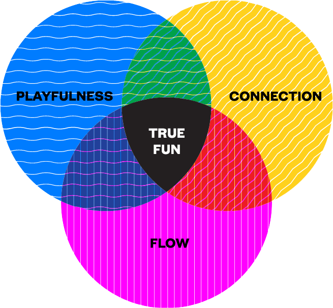 True Fun Venn diagram showing playfulness, connection, and flow